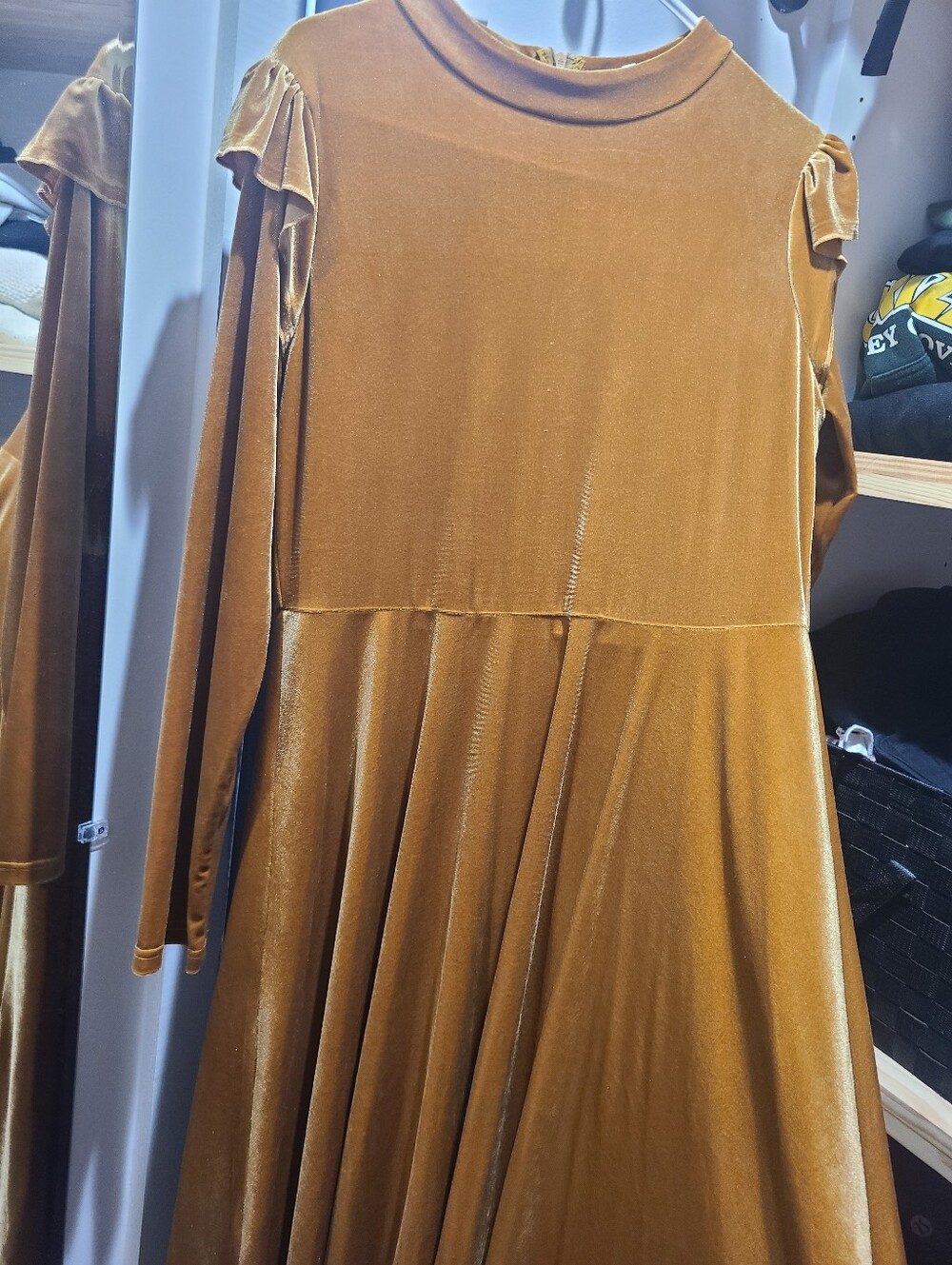 ivy city lala lady Velvet Long Sleeve Fit & Flare Dress